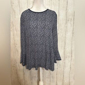Michael Kors Size Large- long sleeve tunic/top w/flower pattern- bell style cuff